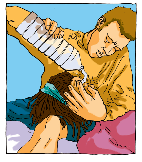 Rinsing the eye with clean water