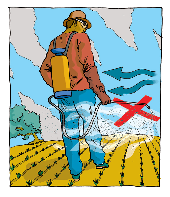 Check the sprayer and prevent drift